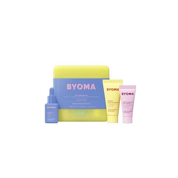 BYOMA So Hydrating Set - Barrier Repair Skincare Creamy Jelly Cleanser, Face Serum & Ceramide Moisturizer for Dry Skin Anti Wrinkle, Alcohol Free Care 30ml, 15ml, 15ml