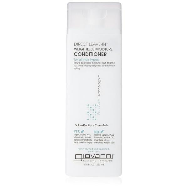 Giovanni Leave-In Weightless Moisture Conditioner - Leave in for Curly, Wavy, Dry, Damaged Hair, Detangler Hair Care Product Women & Men, Sulfate Free 8.5 Fl Oz (Pack of 1)
