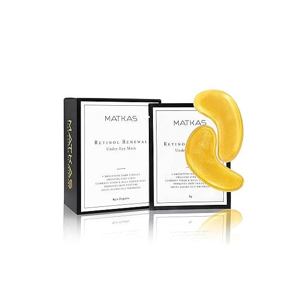 MATKAS Retinol Renewal Gold Under Eye Mask - 20 Pairs, Best Patches for Puffy Eyes and Dark Circles, Collagen Women, Gel Masks Circles Puffiness