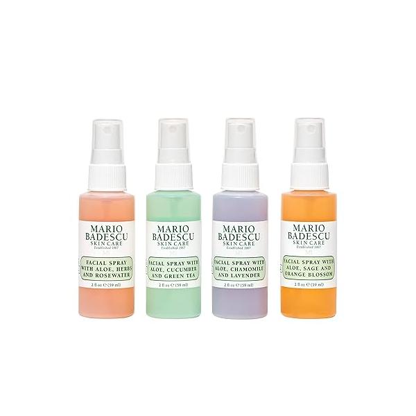 Mario Badescu Facial Spray Collection with Rose Water, Cucumber, Lavender and Orange Blossom, Multi-Purpose Cooling Hydrating Face Mist for All Skin Types, Dewy Finish