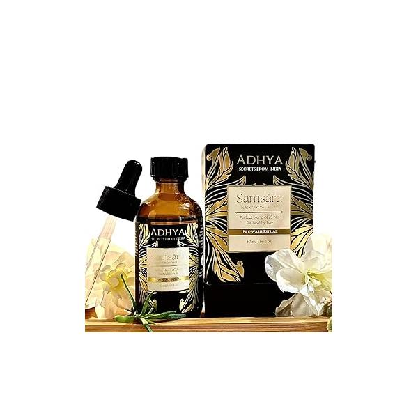 Hair Growth Oil for Damaged, Thinning and Frizzy | Scalp & Strengthening Treatment All Types 100% Vegan, Natural Plant-Based by Adhya