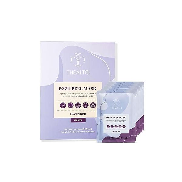 Foot Peel Mask, 5 Pack - For Dry, Cracked, and Calloused Feet Lavender Scent With Plant Extract for Baby Soft Home Spa Treatment