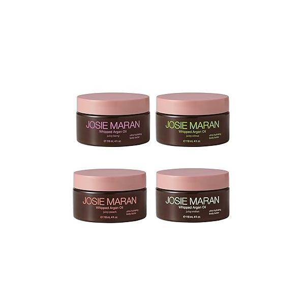 Josie Maran 4 Piece Whipped Argan Oil Body Butter - Skin Firming Cream with Shea Butter, Avocado & Fatty Acids Cruelty-Free Skincare (4 oz)