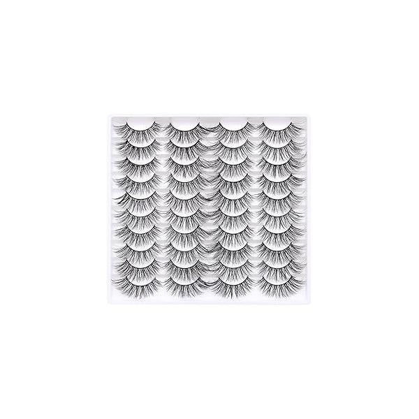 False Eyelashes 20 Pairs Wispy Lashes Faux Mink 14mm 3D Fluffy Cat Eye (style 20-061)