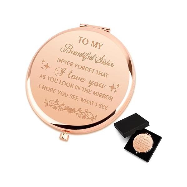 Compact Mirror - Sister Gifts & Stocking Stuffers for Valentine's Day Birthdays