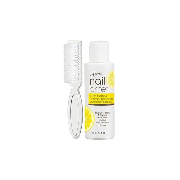 Gena Nail Brite Whitening Scrub with Brush, Cleans Conditions & Brightens Nails, 4 oz