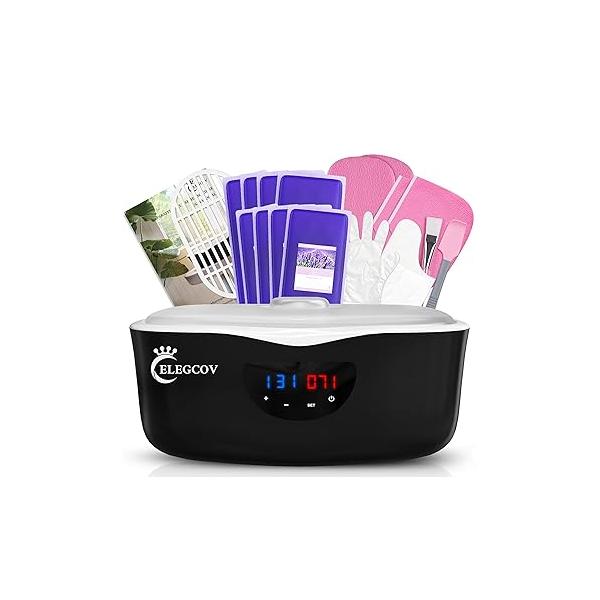 Paraffin Wax Machine for Hand and Feet - ELEGCOV Warmer with 8 Packs Lavender Bath Refills Kit,Hand Foot Moisturizing Care Kit, 4000ml Fast Meltdown Parafin Hot