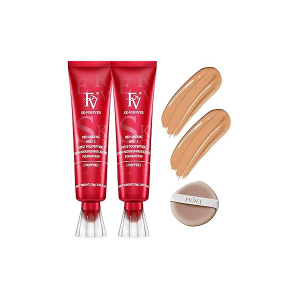 FV 2 Pack Waterproof Foundation, Lightweight & Medium Coverage Foundation with Matte Finish, Oil Control Long Lasting Liquid Makeup for Oily Normal Skin (Classic Ivory, 1.05 fl.oz)