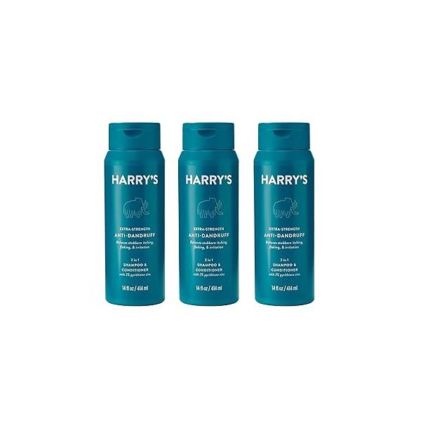 Harry's Extra Strength 2-in-1 Anti Dandruff Shampoo and Conditioner for Men, 2% Pyrithione Zinc, 14 fl oz, 3ct