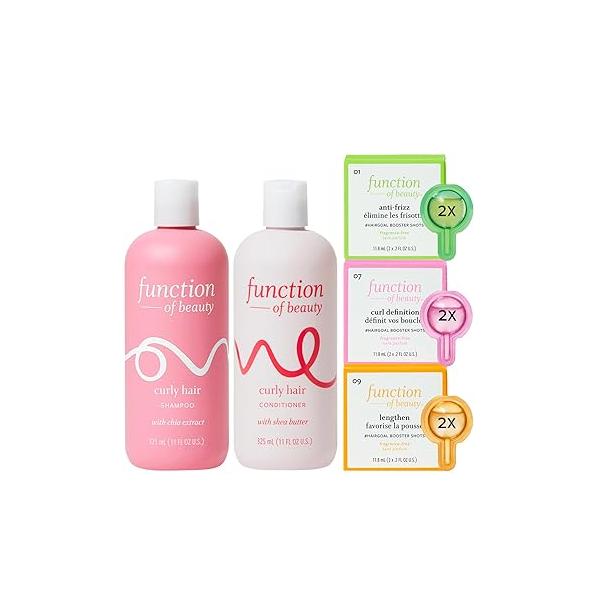 Function of Beauty Curly Hair Shampoo & Conditioner Base Bundle, 11 Oz Each - For Nourished, Defined and Shaped Curls