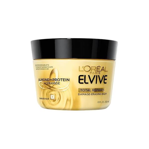 L'Oreal Paris Hair Expert Total Repair 5 Damage-Erasing Balm, Deeply repairs and reconstructs- dry, chemically treated hair, 8.5 oz. (Packaging May Vary)