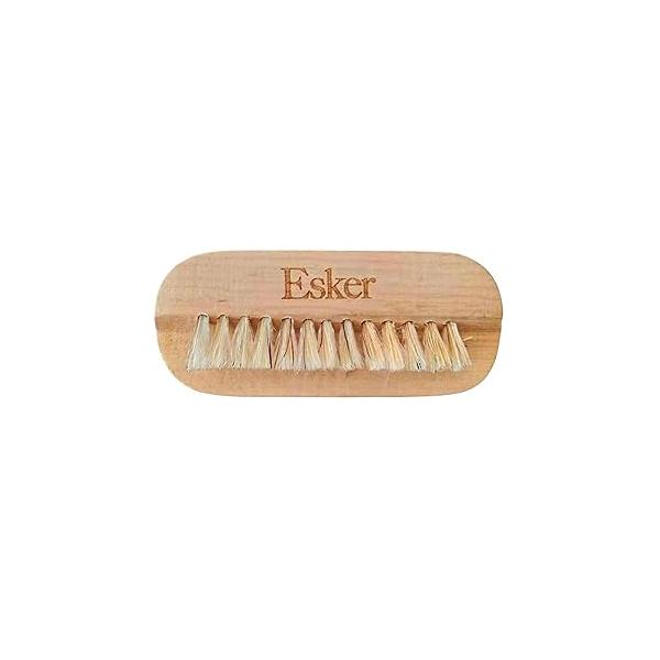 Esker Natural Bristle Nail Brush - Dual-Sided Wooden Handle for Hand and Foot Care, Exfoliating Cleaning Tool