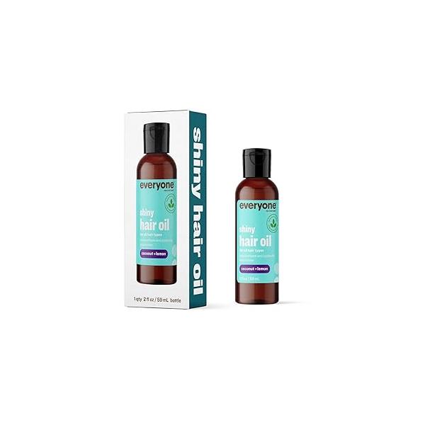 Everyone Hair Care Oil - Coconut & Lemon, 2 fl oz Bottle, Treatment Oils for Shiny Hair, Flyaways Frizz Control, Sulfate Free Paraben