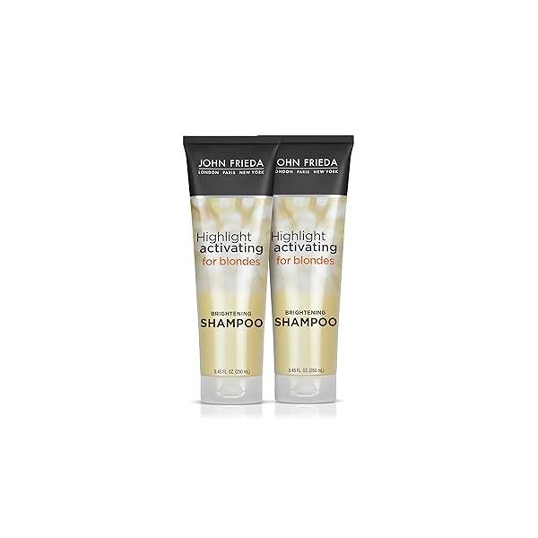 John Frieda Sheer Blonde Highlight Activating Shampoo, Brightening Shampoo for Hair, Maintains and Enhances Color, Removes Dulling Residue Instantly Brightens 8.45 Oz, Pack of 2