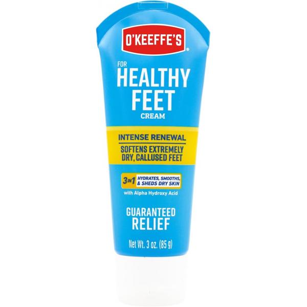 O'Keeffe's for Healthy Feet Intense Renewal Cream with Urea & Alpha Hydroxy Acid - 3 oz Tube (1 Pack) Chemically Exfoliates and Softens Extremely Callused, Dry