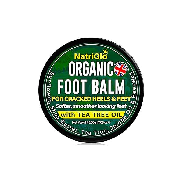 Organic Tea Tree oil Foot Cream for Dry Cracked Heels and Feet, Heel Repair Athletes - & Natural Balm Feet Rescue 7.05oz