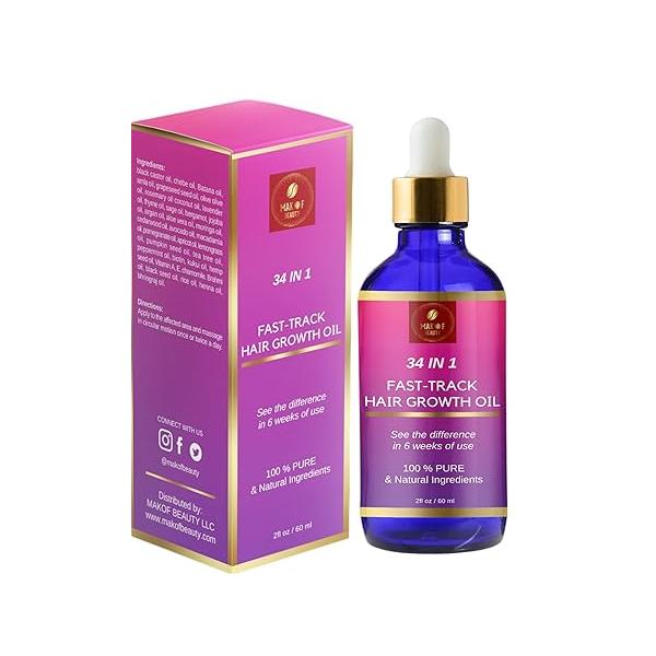 Hair Growth Mixture, Fast Track Oil (34 in 1) for rapid growth, Moisturizer, restore scalp, blend of exotic oils and rare botanical extracts. For all hair types. 2 fl oz