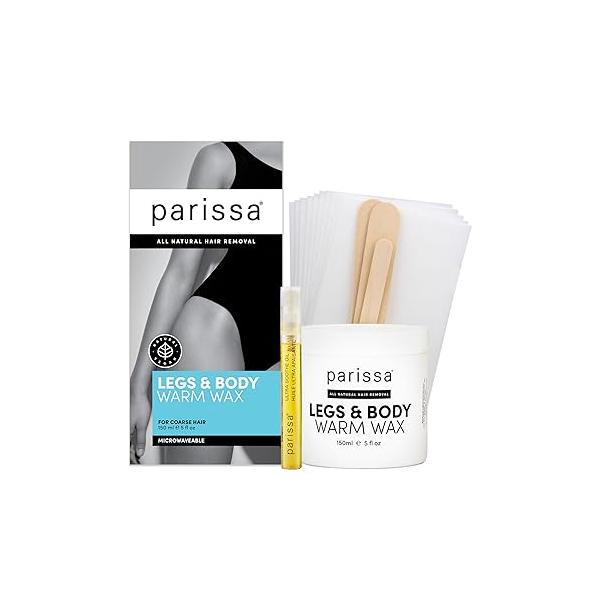 Parissa Legs & Body Warm Wax Kit, Salon-Style Microwavable Formula for Coarse Hair Removal on Face or Body, At-Home Waxing Kit