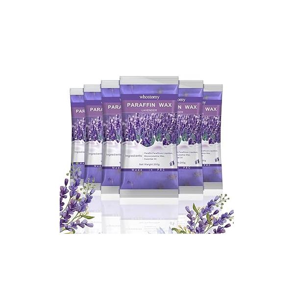 Paraffin Wax Refills, 6 PackParaffin for Hands and Feet, Hot Melt Blocks Bath, Lavender Scent + Dry Flowers, Relieves Muscle Fatigue Nourishes Skin