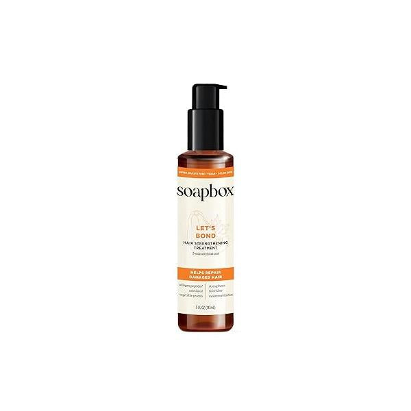 Soapbox Let's Bond Hair Treatment with Collagen Peptides - Repair Damaged Hair, Prevent Breakage, Nourish & Strengthen Fine, Frizzy Paraben Free Color Safe, 5oz