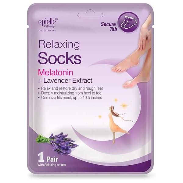 Epielle Relaxing & Nourishing Hand Foot Masks 12 Pairs, Repair and Relax Dry Hands Cracked Heels with Lavender Extract Hemp, Korean Skin Care, Spa Self Care Gifts for Women, 6 Gloves Socks
