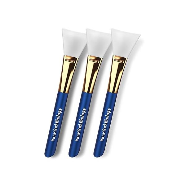 New York Biology 3 pcs Face Mask Brush Applicators - Silicone Brushes for Mud Masks, Clay Masks and Thick Paste Applicator Smooth Application