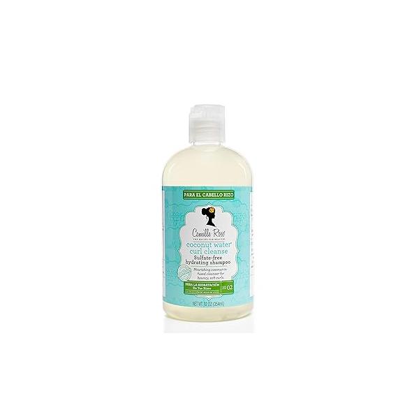 Camille Rose Coconut Water Curl Cleanse, Sulfate Free Hydrating Shampoo, with Coconut, Castor, and Rosemary Oils, for Soft Bouncy Curls, 12 oz