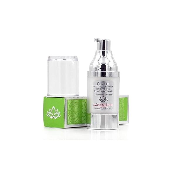 Sweetsation Therapy/YUNASENCE ILIGHT Organic Advanced Illuminating & Line Smoothing Eye Treatment, 0.5oz. For Dark Circles, Puffiness, Fine Lines.