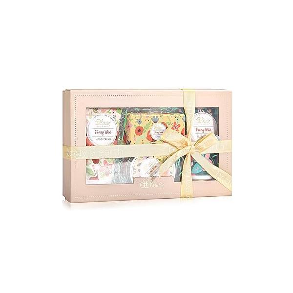Hand Lotion Sets for Women Gift, Mothers Day Gift Mom, Peony Wish Body Cream Gifts Set, Include Cream, Foot Soap, Scented Candle, Care All Skin Types Set