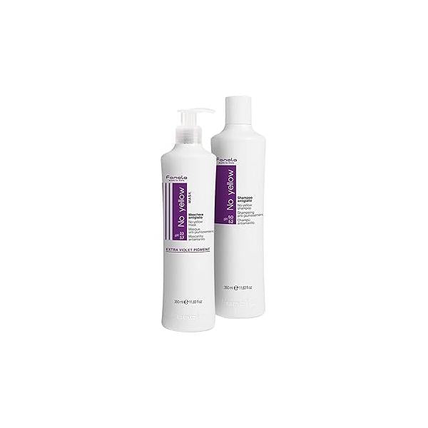 Fanola No Yellow Shampoo & Mask 11.8 oz / 2pk - Purple Anti-Brass Toner for Blonde, Silver, Gray Highlighted Hair Color Depositing to Remove Brassiness from Bleached Locks