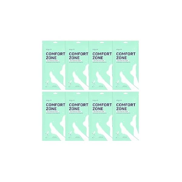 SpaLife Beauty Comfort Zone Soothing Foot Masks - Hydrating and Moisturizing Socks Mask Soothes Rough, Cracked, Dry Feet with Tea Tree Oil Shea Butter Peppermint 8 Pack