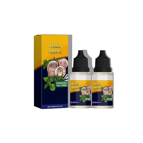 Plant Drops, Drops for Nails Care, Oregano Tea Tree and Oil Toenail (2PCS, 10 ml/0.34 Fl.oz)