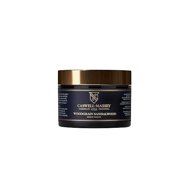 Caswell-Massey Heritage Woodgrain Sandalwood Shave Cream, Natural Men’s Shaving Cream for Smooth Beard Shaving, Soothing Sensitive Skin, USA Made, 8 Fl Oz