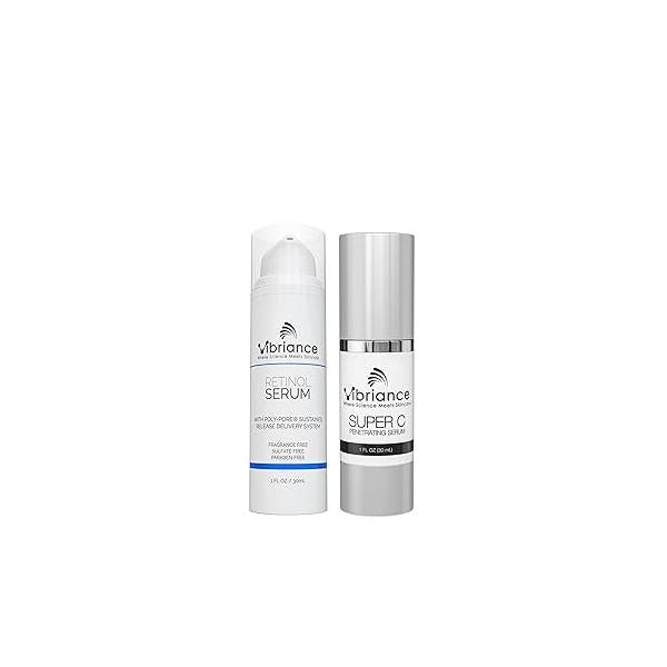 Vibriance Dynamic Duo Skincare Bundle | Super C Vitamin Serum, Retinol Skin Care Set - Age-Defying Night and Day Serum for Face Routine Kit