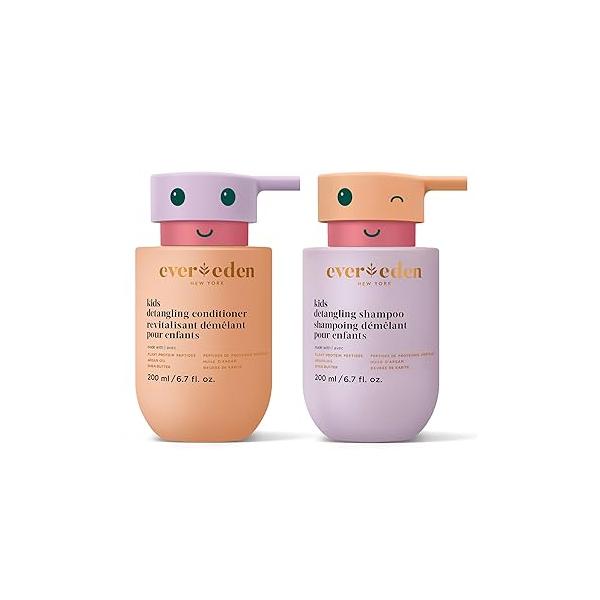 Evereden Kids Haircare Set: Hair Detangling Shampoo & Conditioner for Children Ages 3+, Plant Protein Peptides Argan Oil, Vegan, Free from Sulfate, Paraben, Phthalate Petrolatum