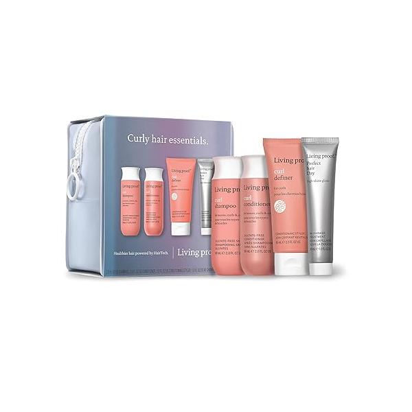 Living Proof Curly Hair Essentials Kit - Travel Size Curl Shampoo, Conditioner, Definer and Pefect hair Day Gloss Treatment ($66 value)