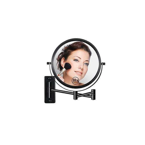 Wall Mounted Makeup Mirror, 1x/10x Double-Side Magnifying Mirror 8 Inch Vanity 360° Extendable Arm Bathroom for or Shaving Nickel