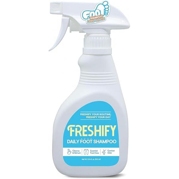 Daily Foaming Foot Shampoo | Moisturizing Foamy Spray w/Tea Tree Oil Athletes Wash Odor Eliminator w/Gentle Exfoliation Smelly Feet Solutions (10.34 fl oz)