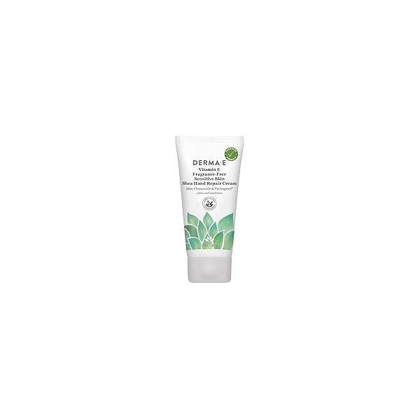 Derma E Vitamin Fragrance Free Sensitive Skin Shea Hand Repair Cream - Intensive Therapy Cruelty Unscented Lotion for Dry or Cracked Skin, 2 oz