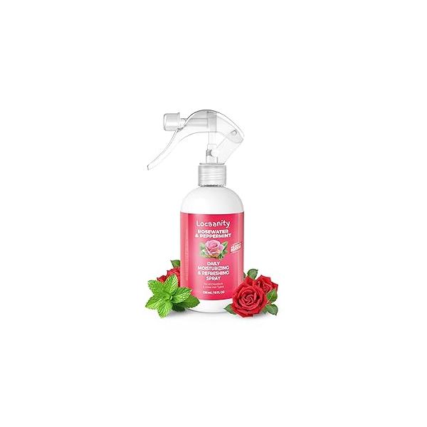 Locsanity Daily Moisturizing Rose Water and Peppermint Hair Scalp Refresher for Locs Dreadlocks - Natural Loc Care Maintenance (8oz)