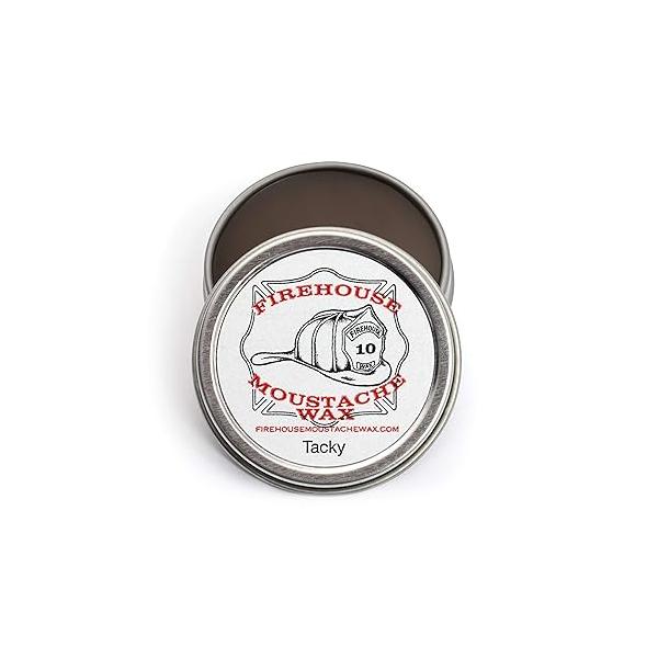 Firehouse Moustache Wax WACKY TACKY - Strong Heavy-Duty Dark Mustache & Beard Wax, Naturally Scented Colored, All-Weather (1 Ounce Tin); HANDMADE in Small Batches by John the Fireman