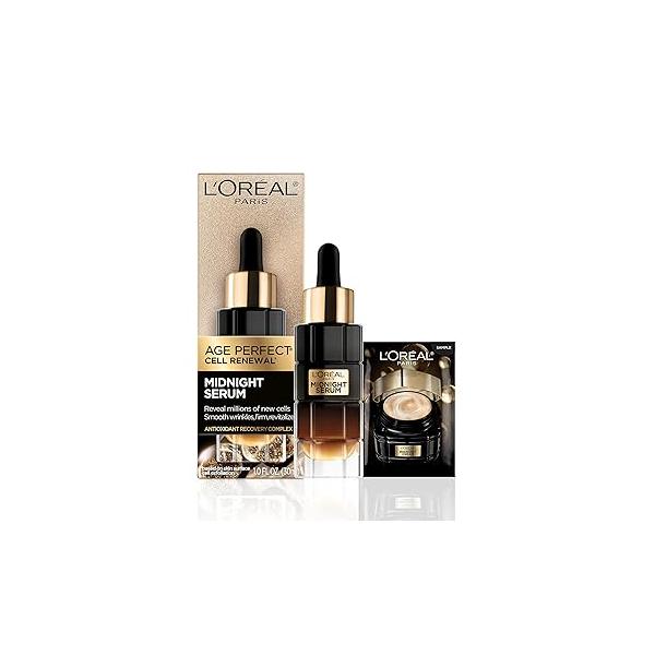 L'Oreal Paris Age Perfect Anti-Aging Midnight Face Serum, Reduce Wrinkles 1oz + Eye Cream Sample
