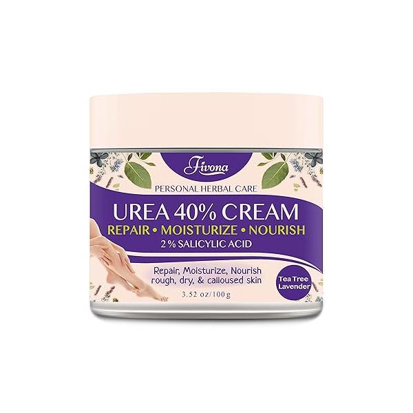 FIVONA 40% Urea Cream with 2% Salicylic Acid - Foot Tea Tree and Lavender Extracts Lotion for Dry Cracked Heels, Dead Skin & Callus Remover, Feet Moisturizer Repair