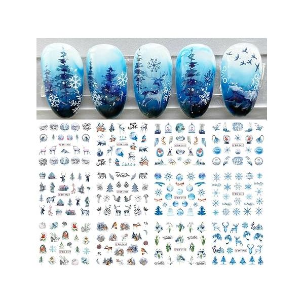 Christmas Nail Stickers Water Decals Exquisite Snowflake Snowball Designs Nails for Women Winter Supplies Accessories Party Art Set 12 Sheets