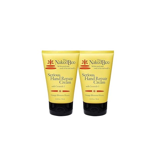 The Naked Bee Orange Blossom Honey with Ceramide 3, Serious Hand Repair Cream Lotion - 2 Pack