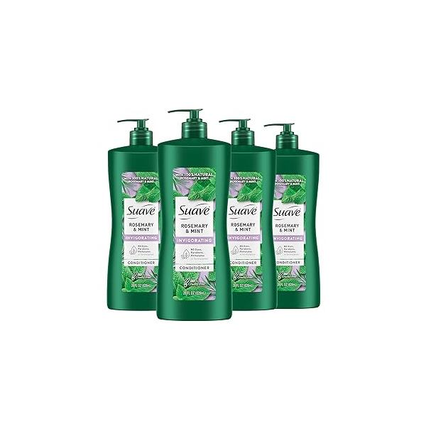 Suave Natural Rosemary & Mint Conditioner, for Strong Healthy Hair, No Dyes, Parabens, Phthalates, 28 oz Pack of 4