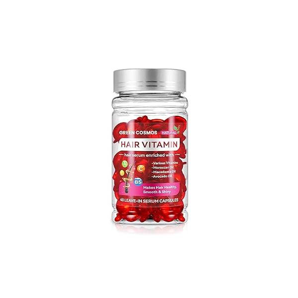 Hair Vitamin Treatment & Moisturizing Oil Capluse with Avocado, Macadamia Moroccan for Dry and Damaged - Leave-in Anti Frizz Conditioner Vitamins A, C, E B5-40 Capsules