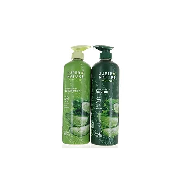 Super Nature Potent Aloe Gentle Moisture Shampoo and Conditioner Sulfates Free, 30 Fl Oz