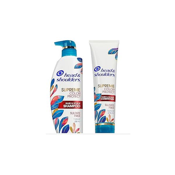 Head & Shoulders Dandruff Shampoo and Conditioner, Supreme Color Protect with Argan Oil Manuka Honey, 11.8 Oz, 9.4 Oz