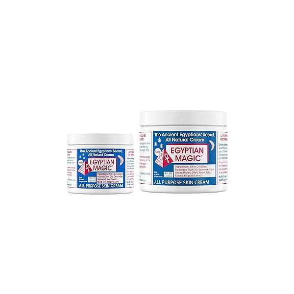 EGYPTIAN MAGIC - All Purpose Face, Body, and Dry Skin Moisturizing Cream, Protectant for Women & Men, Eczema Care Healing Balm, Scar Treatment, Stretch Marks, Tattoo Aftercare, 4 2oz Bundle